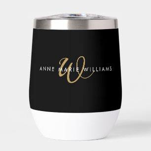 Moderne Zwarte Gouden Script Monogram