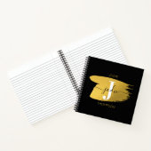 Moderne Zwarte & Gouden Script Monogram Initiaal Notitieboek (Binnen)