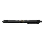Moderne Zwarte Gouden Script Monogram Inkt Pen (Bodem)
