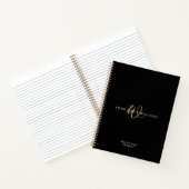 Moderne Zwarte Gouden Script Monogram Notitieboek (Binnen)