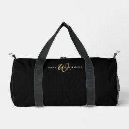 Moderne Zwarte Gouden Script Monogram Plunjezak