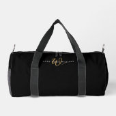 Moderne Zwarte Gouden Script Monogram Plunjezak (Achterkant)