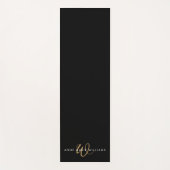 Moderne Zwarte Gouden Script Monogram Yogamat (Voorkant)