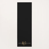 Moderne Zwarte Gouden Script Monogram Yogamat (Achterkant)