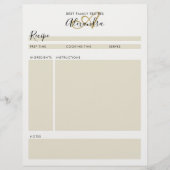 Moderne zwarte gouden script receptbladen (Voorkant)