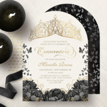 Moderne Zwarte Gouden Tiara Kroon Quinceanera