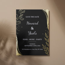 Moderne Zwarte & Gouden Trouw Save the Date