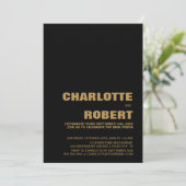 Moderne Zwarte Gouden Trouwreceptie Kaart (Staand voorkant)