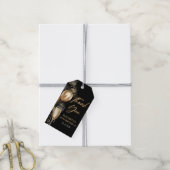 Moderne zwarte & gouden verjaardagsfeest Favor Bed Cadeaulabel (Met Touw)