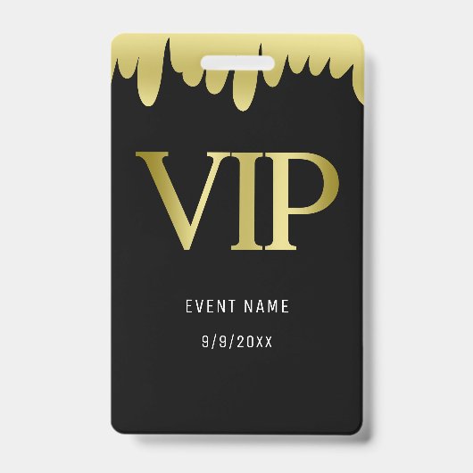 Moderne Zwarte Gouden VIP-Pas Badge (Voorzijde)