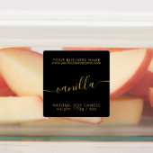 Moderne zwarte gouden waterdichte kaarsenetiket labels (Aangebracht)