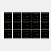 Moderne zwarte gouden waterdichte kaarsenetiket labels (Vel)