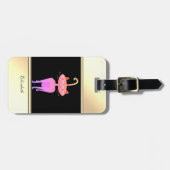 Moderne Zwarte, Gouden, Whimsical Kat-Gepersonalis Bagagelabel (Voorkant horizontaal)