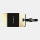 Moderne Zwarte, Gouden, Whimsical Kat-Gepersonalis Bagagelabel (Achterkant horizontaal)