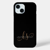 Moderne zwarte goudfilm, afgebeeld in script Case-Mate iPhone case (Achterkant)