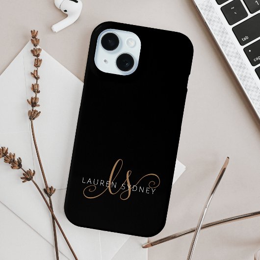 Moderne zwarte goudfilm, afgebeeld in script Case-Mate iPhone case