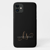 Moderne zwarte goudfilm, afgebeeld in script Case-Mate iPhone case (Achterkant)