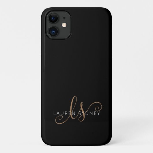 Moderne zwarte goudfilm, afgebeeld in script Case-Mate iPhone case (Achterkant)