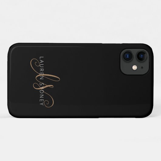 Moderne zwarte goudfilm, afgebeeld in script Case-Mate iPhone case (Achterkant (horizontaal))