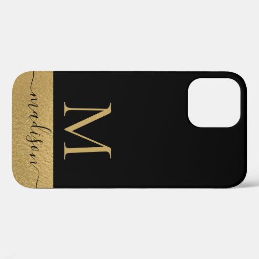 Moderne zwarte goudfilm, afgebeeld in script Case-Mate iPhone case (Achterkant (horizontaal))