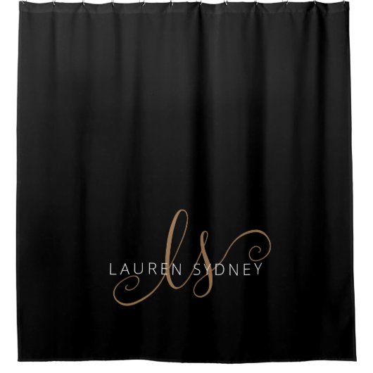 Moderne zwarte goudfilm, afgebeeld in script douchegordijn (Voorkant)