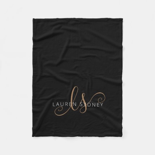 Moderne zwarte goudfilm, afgebeeld in script fleece deken (Voorkant)