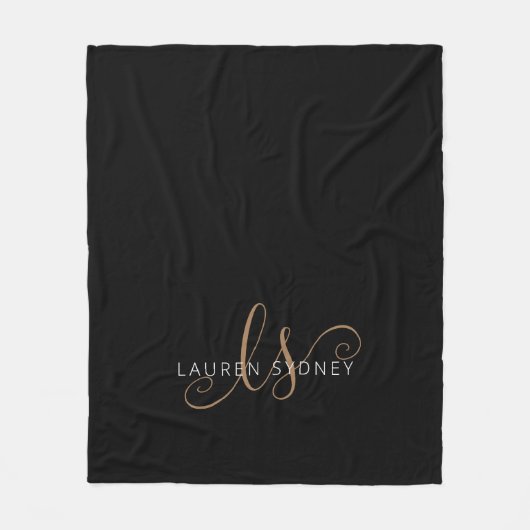 Moderne zwarte goudfilm, afgebeeld in script fleece deken (Voorkant)