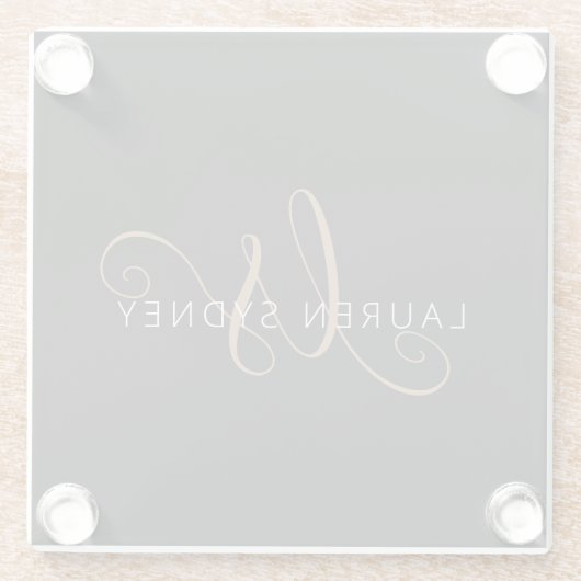 Moderne zwarte goudfilm, afgebeeld in script glazen onderzetter (Achterkant)