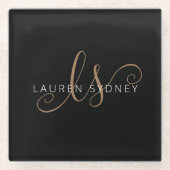 Moderne zwarte goudfilm, afgebeeld in script glazen onderzetter (Voorkant)