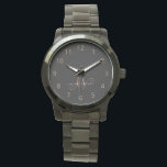 Moderne zwarte goudfilm, afgebeeld in script horloge<br><div class="desc">Modern Black Gold Feminine Script Monogrammed Watch. Pas deze moderne elegante horloge eenvoudig aan met uw eigen monogram en naam.</div>