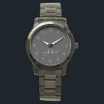 Moderne zwarte goudfilm, afgebeeld in script horloge<br><div class="desc">Modern Black Gold Feminine Script Monogrammed Watch. Pas deze moderne elegante horloge eenvoudig aan met uw eigen monogram en naam.</div>