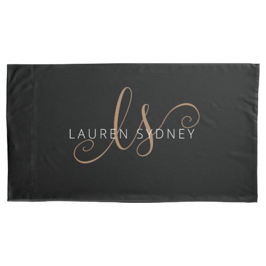 Moderne zwarte goudfilm, afgebeeld in script kussensloop (Voorkant)