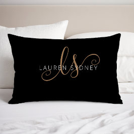 Moderne zwarte goudfilm, afgebeeld in script kussensloop