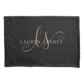 Moderne zwarte goudfilm, afgebeeld in script kussensloop (Voorkant)