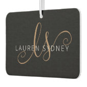 Moderne zwarte goudfilm, afgebeeld in script luchtverfrisser (Links)