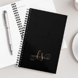 Moderne zwarte goudfilm, afgebeeld in script planner<br><div class="desc">Modern Black Gold Feminine Script Monogrammed round planner. Pas deze moderne elegante sticker eenvoudig aan met uw eigen monogram en naam.</div>