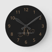 Moderne zwarte goudfilm, afgebeeld in script ronde klok (Voorkant)