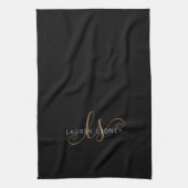 Moderne zwarte goudfilm, afgebeeld in script theedoek (Verticaal)