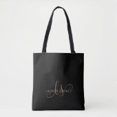 Moderne zwarte goudfilm, afgebeeld in script tote bag (Voorkant)