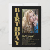 Moderne zwarte goudfoto van elke leeftijd op zater kaart (Voorkant)