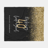 Moderne zwarte goudglitter 40ste verjaardag typogr fleece deken (Voorkant (Horizontaal))