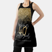 Moderne zwarte goudglitter 40ste verjaardag typogr schort (Insitu)