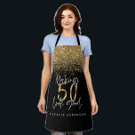 Moderne zwarte goudglitter 50ste verjaardag typogr schort<br><div class="desc">Moderne zwarte goudglitter 50ste verjaardag typografie</div>