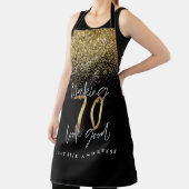 Moderne zwarte goudglitter 70ste verjaardag typogr schort (Insitu)