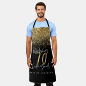 Moderne zwarte goudglitter 70ste verjaardag typogr schort (Gedragen)