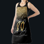 Moderne zwarte goudglitter 80ste verjaardag schort<br><div class="desc">Moderne zwarte goudglitter 80ste verjaardag typografie</div>