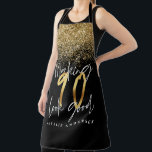 Moderne zwarte goudglitter 90ste verjaardag schort<br><div class="desc">Moderne zwarte goudglitter 90ste geboortetypografie</div>