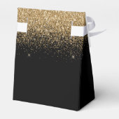 Moderne zwarte goudglitter bespaart elke dag bedankdoosjes (Achterkant)