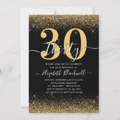 Moderne zwarte goudglitter bespaart elke dag kaart (Voorkant)