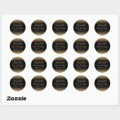 Moderne zwarte goudglitter bespaart elke dag ronde sticker (Vel)